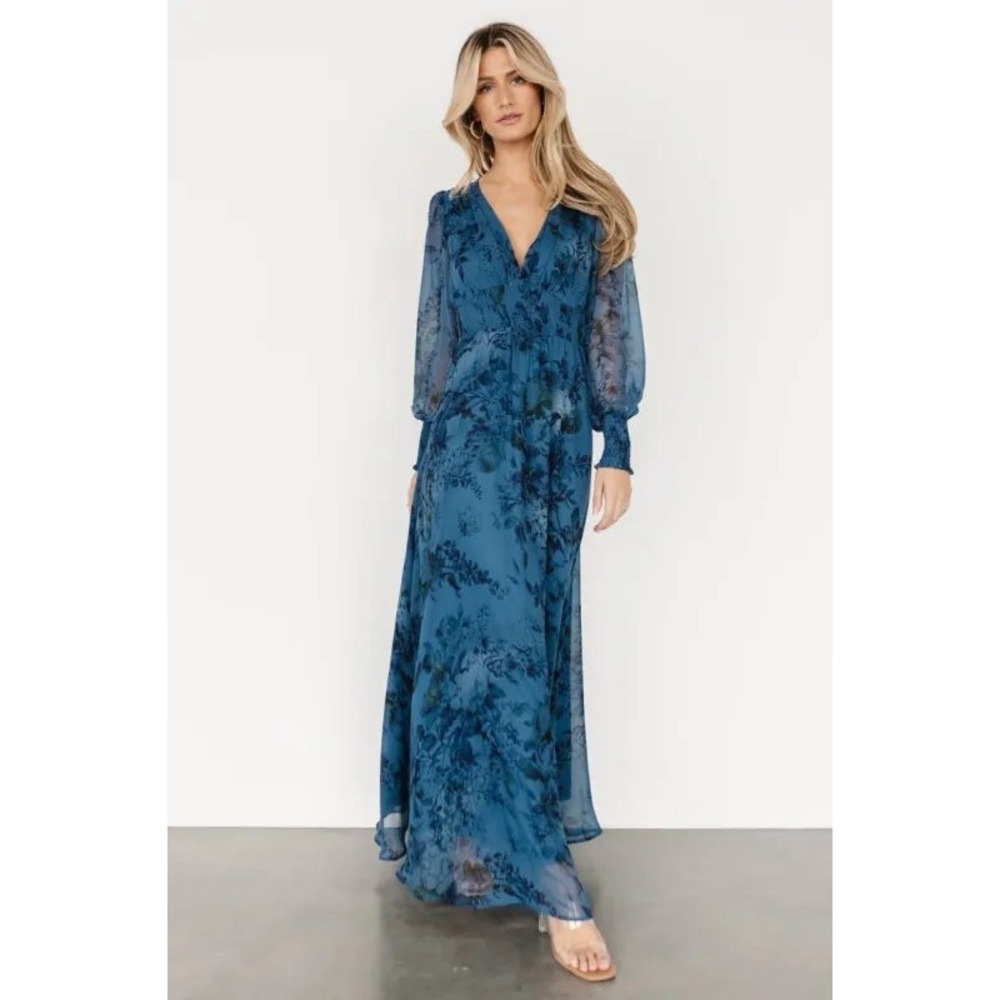 NWT Baltic Born Olivia Maxi Dress XL Deep V Floral Smocked Whimsigoth Ethereal